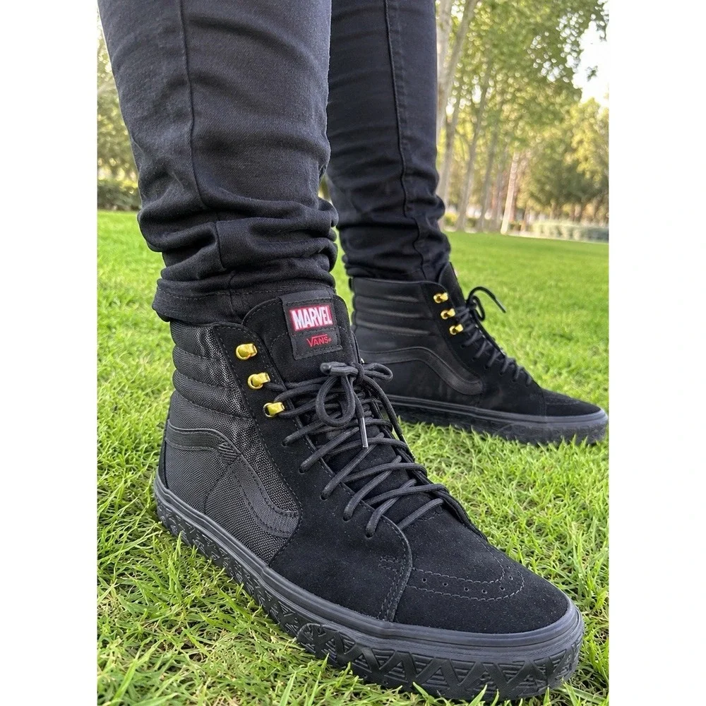 VANS x Marvel Sk8-Hi Black High Top Suede Lace-Up Skate Sneakers Men
